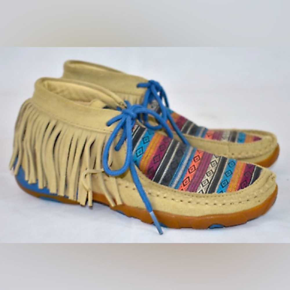Womens Twisted X serape and fringe driving shoes